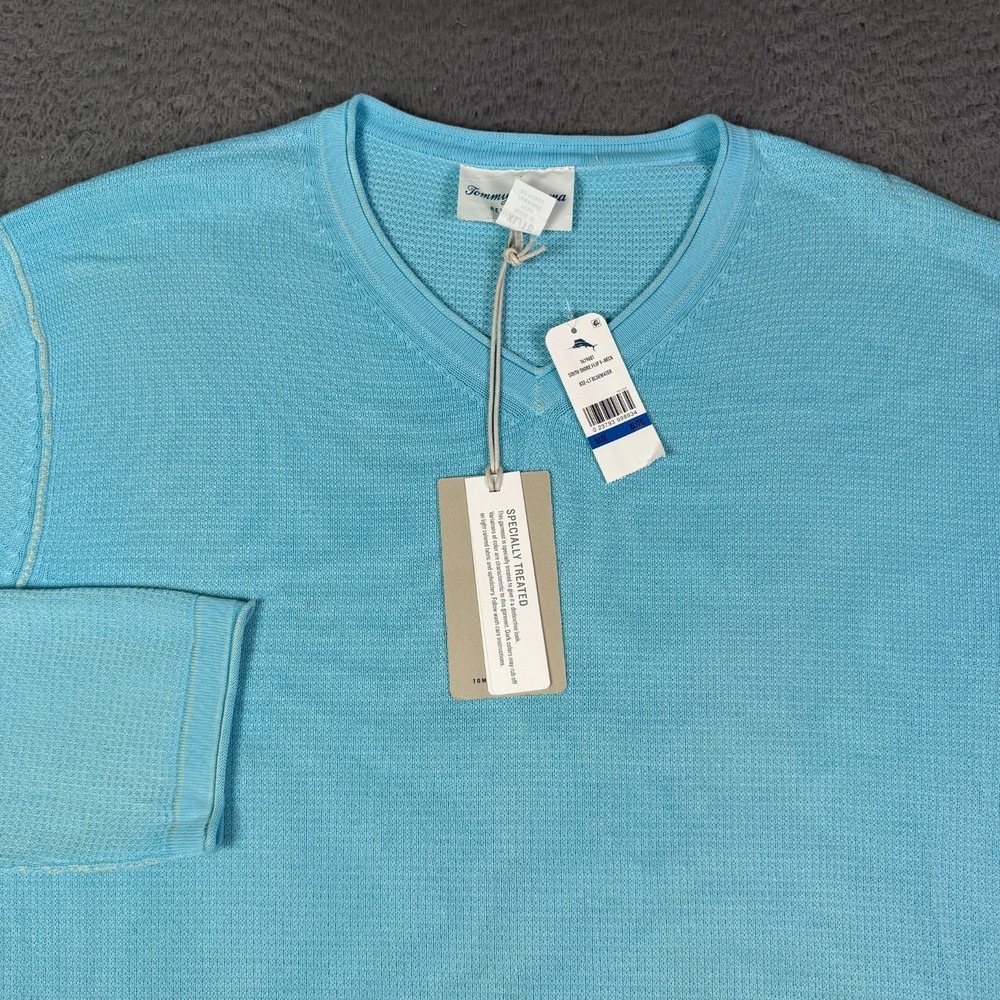 Tommy Bahama South Shore Flip V Neck Sweater Mens XL Reversible Bluewater NEW